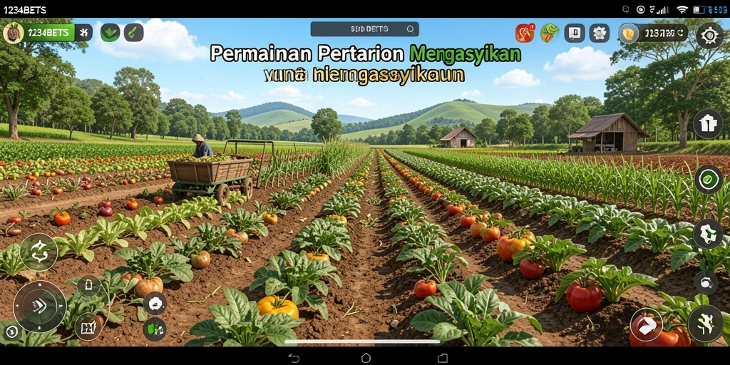 Tampilan gameplay seru dalam 1234BETS dengan aktivitas pertanian.