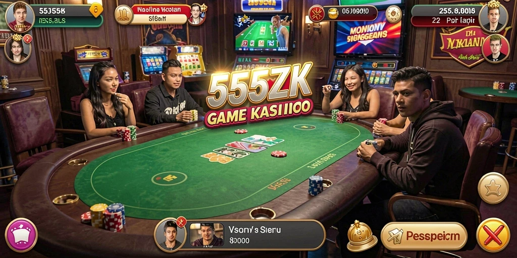 Tampilan gameplay menarik dari 555ZK dengan desain Kasino.