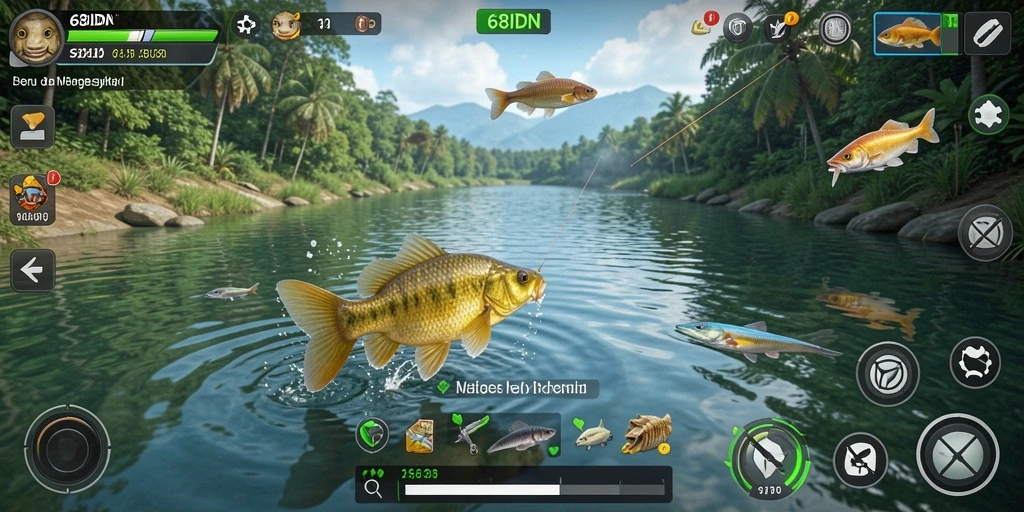 Tampilan gameplay 68IDN menampilkan keseruan memancing yang nyata.