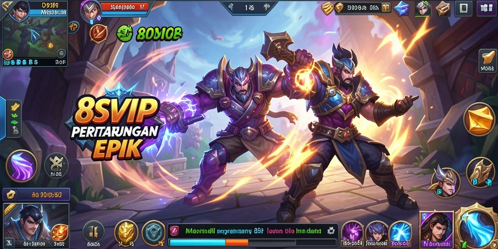 Tampilan menarik gameplay 8SVIP dalam arena pertempuran MOBA.