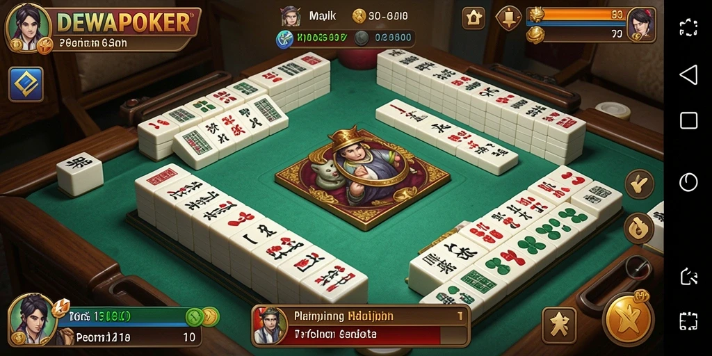 Gameplay menarik DEWAPOKER menampilkan aksi seru Mahjong.