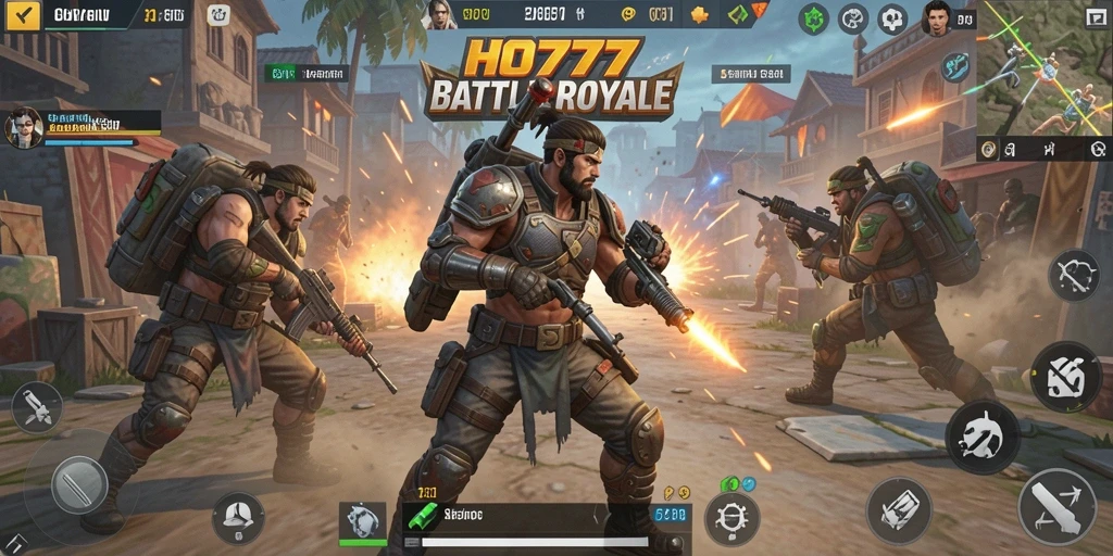 Tampilan utama gameplay HO777 menunjukkan pertarungan seru di arena Battle Royale.
