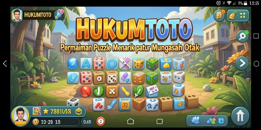 Tampilan utama HUKUMTOTO menunjukkan gameplay Puzzle yang seru.
