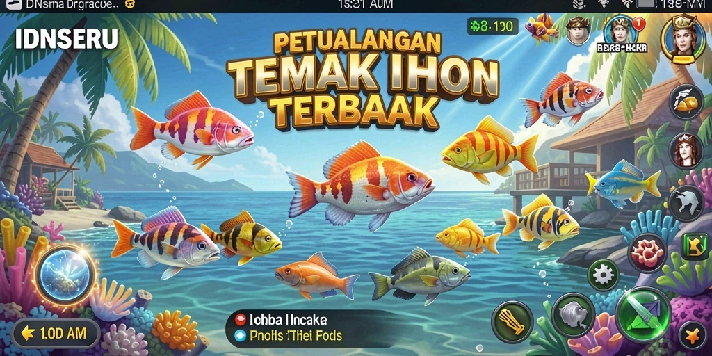Tampilan gameplay seru dalam IDNSERU dengan aksi menembak ikan.
