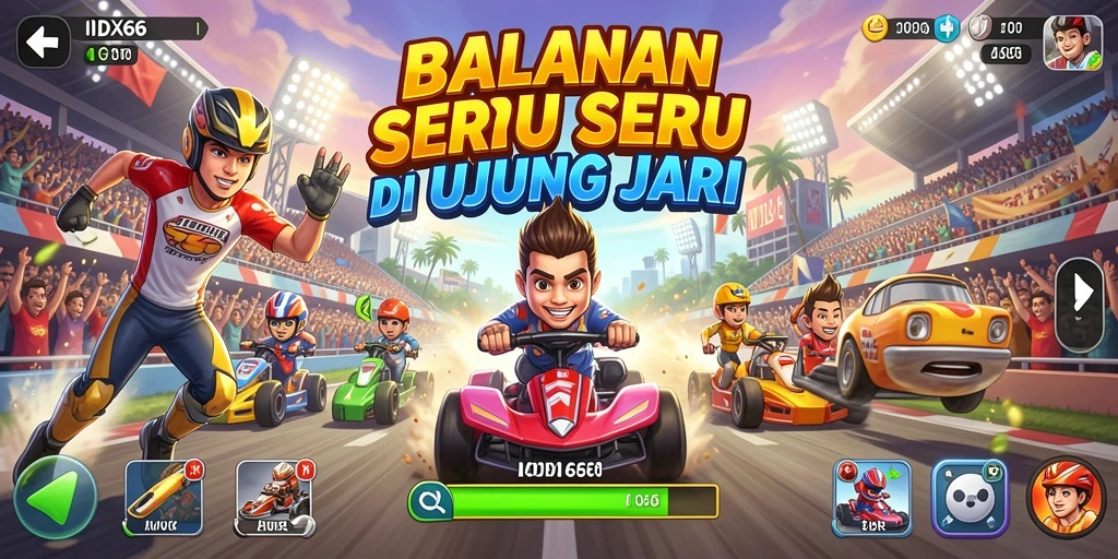Tampilan gameplay balapan yang seru dan mendebarkan di IDX66.