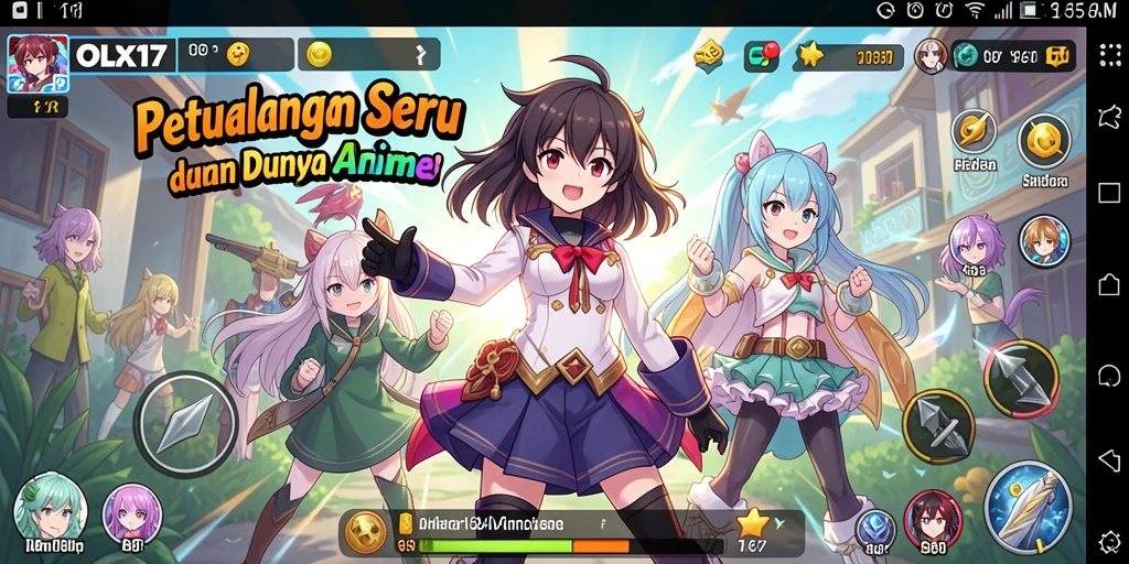 Tampilan menakjubkan dari gameplay OLX17 yang penuh warna.