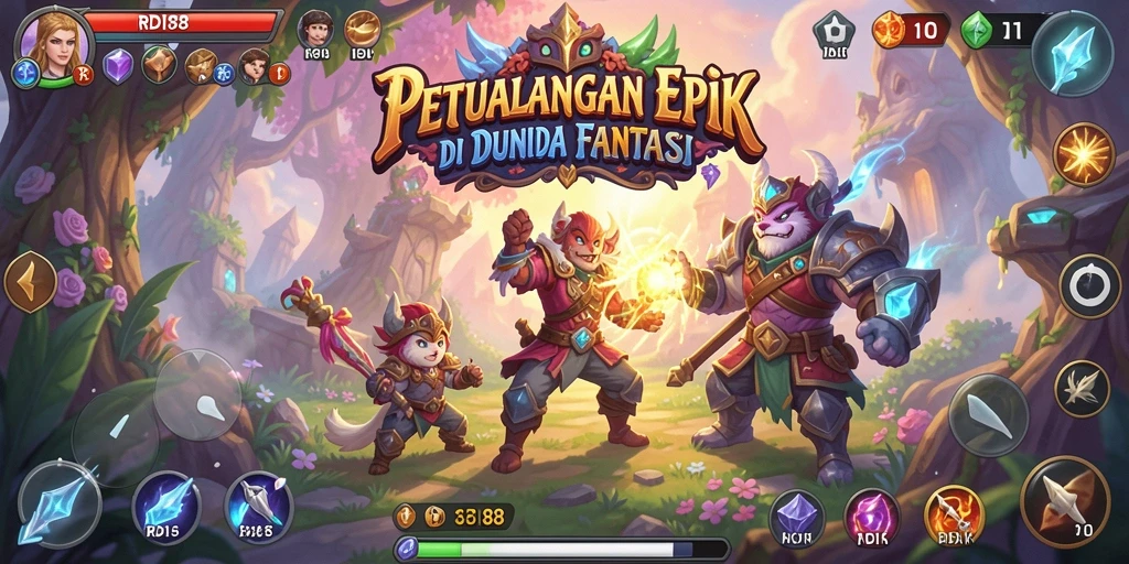 Tampilan gameplay RDI88 yang mendebarkan dan penuh warna di dunia fantasi.