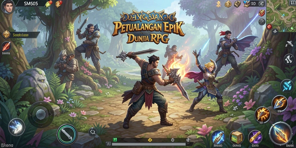 Tampilan gameplay epik SM605 dalam dunia RPG.