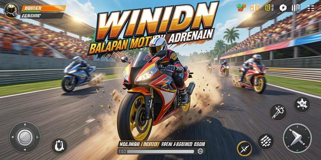 Tampilan gameplay balapan motor yang mendebarkan.